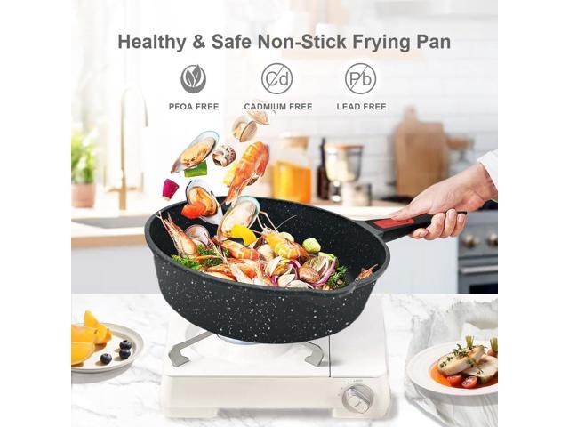 11 Inch Nonstick Deep Frying Pan with Lid, 5Qt Non Stick Skillet with Removable Handle, Aluminum Sauté Pan Compatible with All Stovetops,...