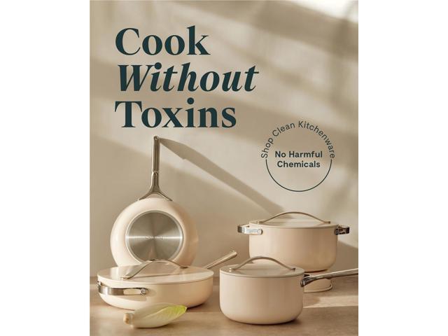 Caraway Nonstick Ceramic Cookware Set (12 Piece) Pots, Pans, Lids and Kitchen Storage - Non Toxic - Oven Safe & Compatible with All Stovetops - Navy
