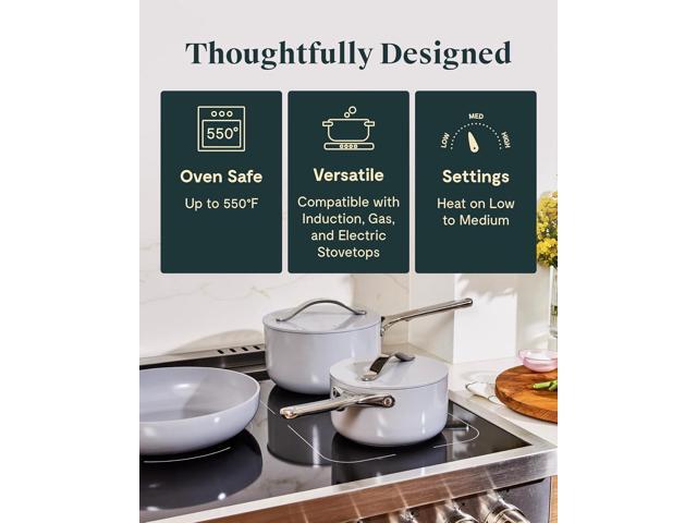 Caraway Nonstick Ceramic Cookware Set (12 Piece) Pots, Pans, Lids and Kitchen Storage - Non Toxic - Oven Safe & Compatible with All Stovetops - Navy