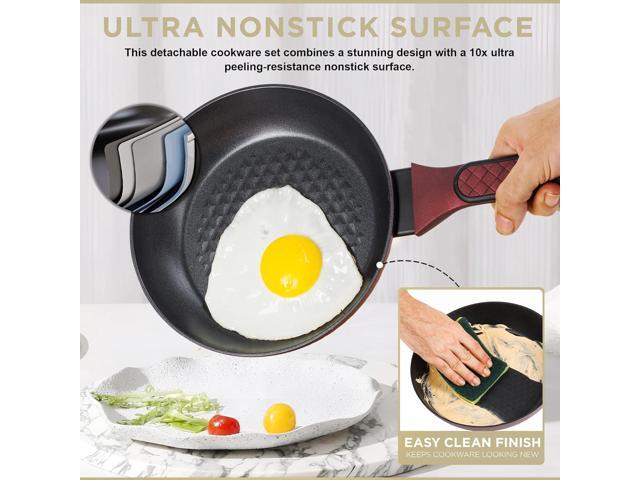 Moss & Stone 4 Piece Nonstick Cookware Set, Small Pots And Pans Set Non stick With Glass Lid, Induction Cookware, Stay Cool Handle, PTFE/PFOA,...