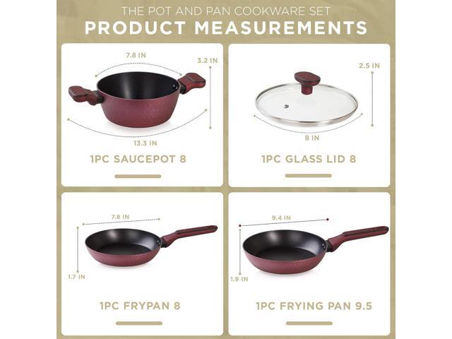 Moss & Stone 4 Piece Nonstick Cookware Set, Small Pots And Pans Set Non stick With Glass Lid, Induction Cookware, Stay Cool Handle, PTFE/PFOA,...