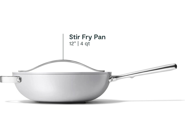 Caraway Non-Stick Stir Fry Pan - 12 Wok-Inspired Pan - Free From Forever Chemicals - High-Sloped Walls - Stainless Steel Handles - Gray