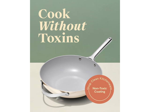 Caraway Non-Stick Stir Fry Pan - 12 Wok-Inspired Pan - Free From Forever Chemicals - High-Sloped Walls - Stainless Steel Handles - Gray