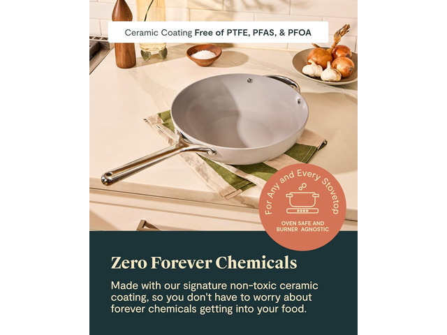 Caraway Non-Stick Stir Fry Pan - 12 Wok-Inspired Pan - Free From Forever Chemicals - High-Sloped Walls - Stainless Steel Handles - Gray
