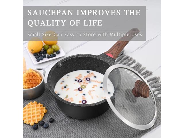 VINCHEF Nonstick Saucepan with Lid, 3QT Sauce Pan with Stay Cool Handle, Non Stick Small Cooking Pots Induction pot, Dishwasher Safe, Compatible...