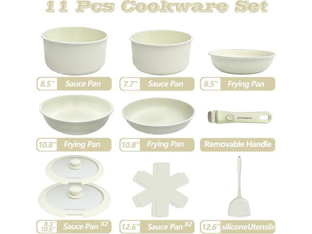 11 PCS Pots and Pans Set, Cookware set with removable Handles, Dishwasher and oven Safe, Detachable Cooking Set, Induction and Gas Stove kitch set,...