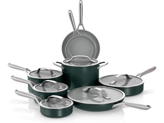 Ninja NeverStick Ceramic Pro 14-Piece Cookware Set, Non-Stick Pots & Pans Set with Glass Lids, Ceramic, Stainless Steel, Stove to Oven Safe, All...