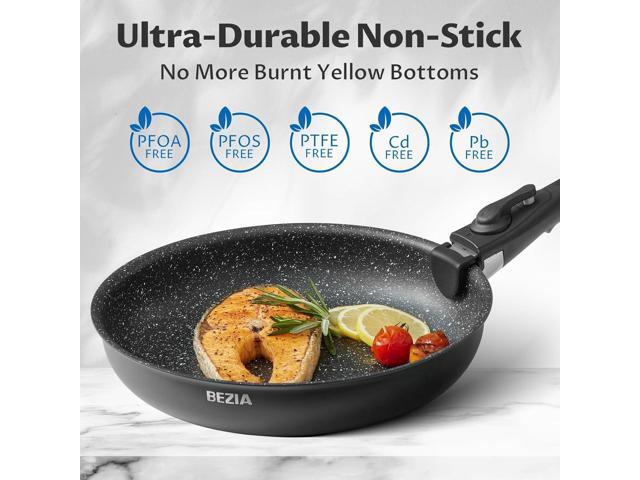 BEZIA Induction Cookware Set 10 Pieces, Nonstick Pots and Pans Set with Removable Handles, for All Hobs, Stackable Design, Dishwasher/Oven Safe,...