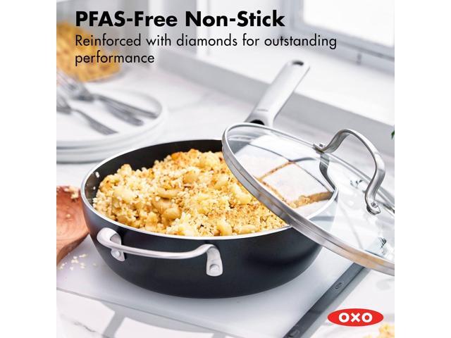 OXO Agility 3QT Chefs Pan with Glass Lid, Ceramic Nonstick Cookware PFAS-Free, Induction Suitable, 600°F Oven Safe, Durable Versatile Cookware for...