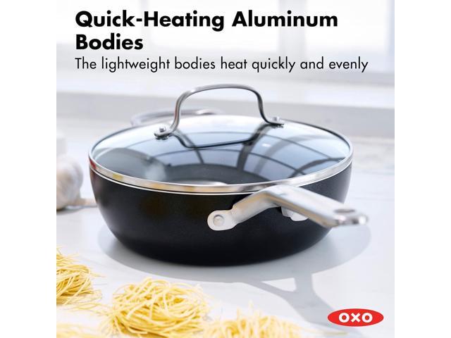 OXO Agility 3QT Chefs Pan with Glass Lid, Ceramic Nonstick Cookware PFAS-Free, Induction Suitable, 600°F Oven Safe, Durable Versatile Cookware for...