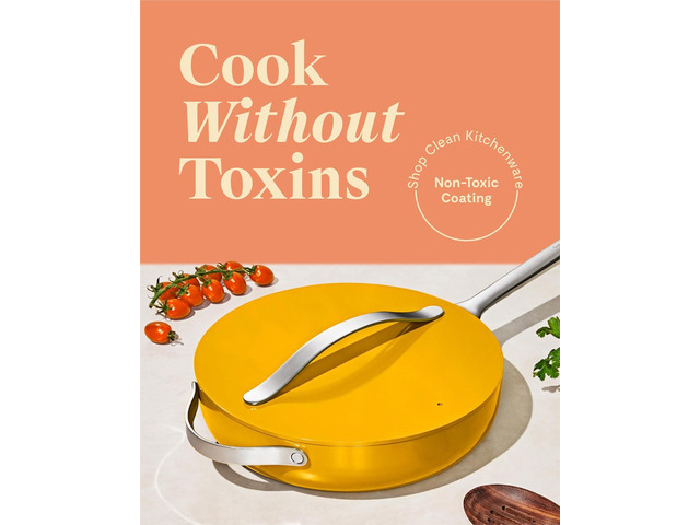 Caraway Nonstick Ceramic Sauté Pan with Lid (4.5 qt, 11.8') - Non Toxic, PTFE & PFOA Free - Oven Safe & Compatible with All Stovetops (Gas,...