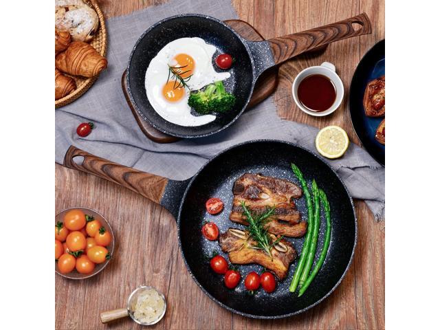 DIIG Nonstick Frying Pan Set, No Stick PFOA-Free Granite Coating Chef's Pan, 10 11In Egg Pans for Family, Gift Cookware Pan Set for Gas Stove,...