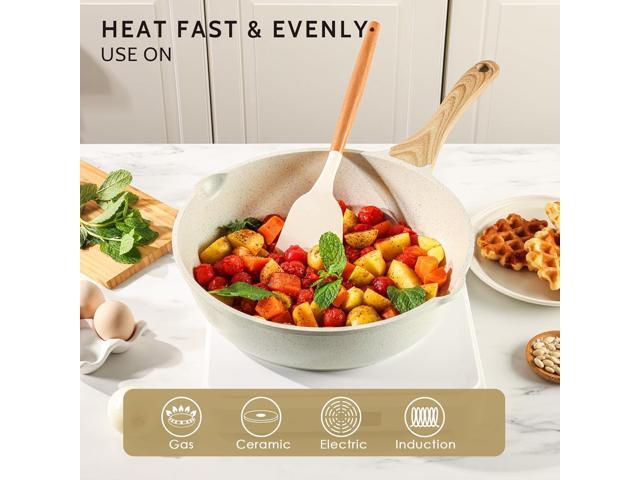SENSARTE Nonstick Ceramic Saute Pan 12-Inch, Non-toxic Deep Frying Pan Skillet with Lid, Healthy Jumbo Cooker, Stay Cool Handle, Induction...
