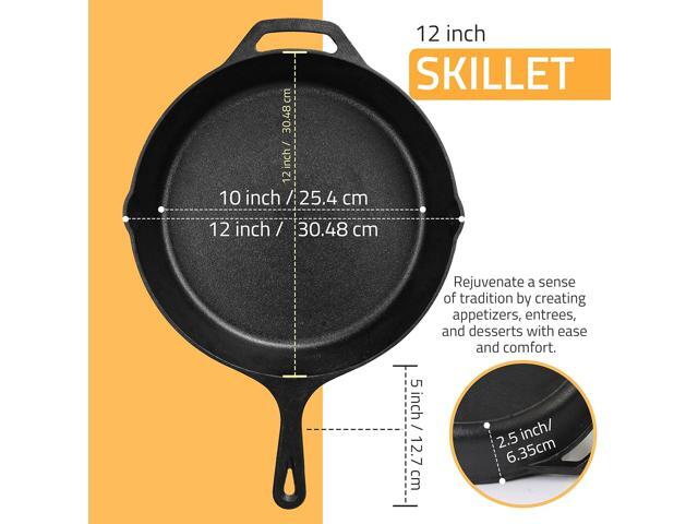 Utopia Kitchen Saute Fry Pan - Chefs Pan, Pre-Seasoned Cast Iron Skillet - Frying Pan 12 Inch - Safe Grill Cookware for Indoor & Outdoor Use - Cast...