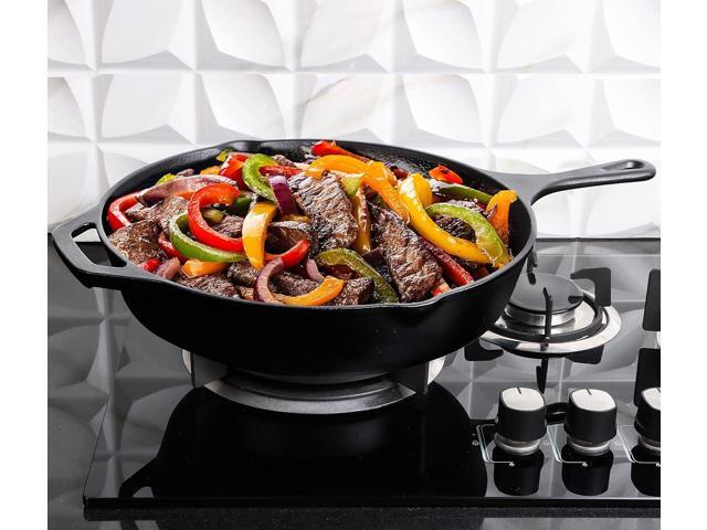 Utopia Kitchen Saute Fry Pan - Chefs Pan, Pre-Seasoned Cast Iron Skillet - Frying Pan 12 Inch - Safe Grill Cookware for Indoor & Outdoor Use - Cast...