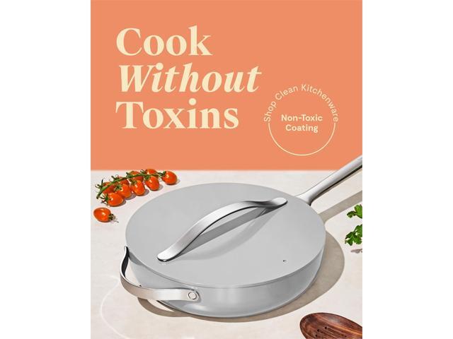 Caraway Nonstick Ceramic Sauté Pan with Lid (4.5 qt, 11.8') - Non Toxic, PTFE & PFOA Free - Oven Safe & Compatible with All Stovetops (Gas,...