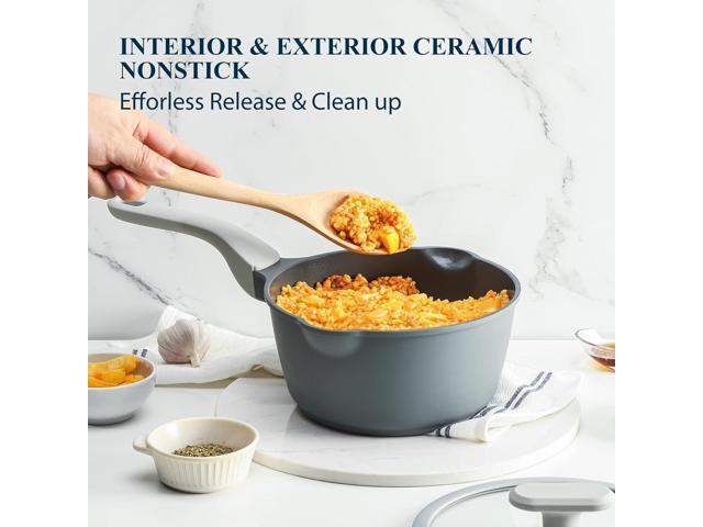 Nonstick Saucepan with Lid, 2 Quart Ceramic Sauce Pan, Non Toxic Sauce Pot with Pour Spouts for Multipurpose Use, PTFE, PFOA & PFAS Free, Induction...