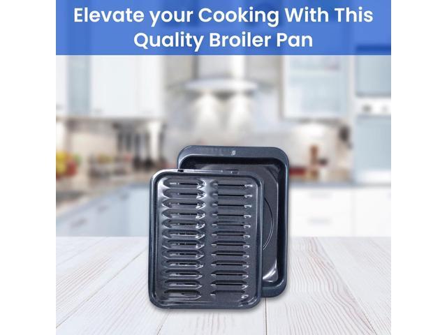 Broiler Pan for Oven Nonstick Porcelain Coated - 16.75 x 12.6 GE WB48X10056 Replacement Broiling Pan for Oven With Rack for High-Temperatures -...