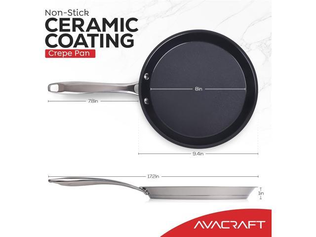 AVACRAFT 10 inch (9.4) Nonstick Ceramic Coating Stainless Steel Crepe Pan, Tawa, Dosa Tortilla Pan, Compatible with All Stovetops, PFOA, PTFE Toxin...