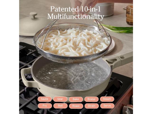 Our Place Always Pan 2.0-10.5 (2.6 Qt) Nonstick, Toxin-Free Ceramic Cookware Patented 10-in-1 Aluminum Frying & Sauté Pan Safe for Oven,...