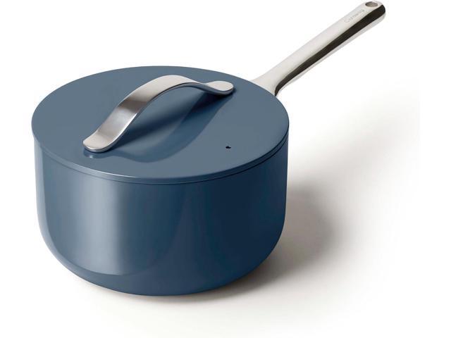 Caraway Nonstick Ceramic Sauce Pan with Lid (3 qt) - Non Toxic, PTFE & PFOA Free - Oven Safe & Compatible with All Stovetops (Gas, Electric &.