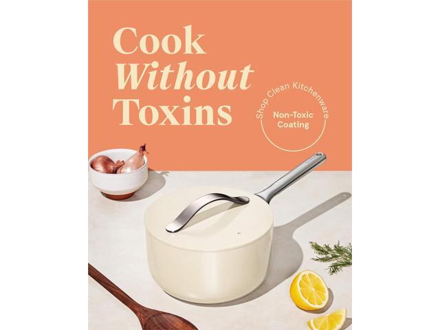 Caraway Nonstick Ceramic Sauce Pan with Lid (3 qt) - Non Toxic, PTFE & PFOA Free - Oven Safe & Compatible with All Stovetops (Gas, Electric &...
