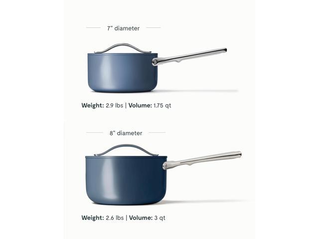 Caraway Nonstick Ceramic Sauce Pan with Lid (3 qt) - Non Toxic, PTFE & PFOA Free - Oven Safe & Compatible with All Stovetops (Gas, Electric &...