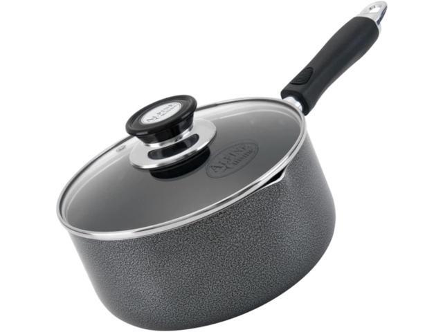 Alpine Cuisine Sauce Pan 3 Quart Nonstick Coating Soft Touch Bakelite Handle with Glass Lid, Nonstick Sauce Pans for All Stoves, Multipurpose Use.
