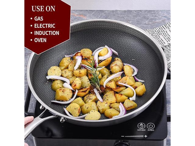 LOLYKITCH 10-12 Inch Hybrid Tri-Ply Stainless Steel Nonstick Chef's Frying Pan Set,Skillets,Induction Cooking Pan,Oven & Dishwasher Safe.