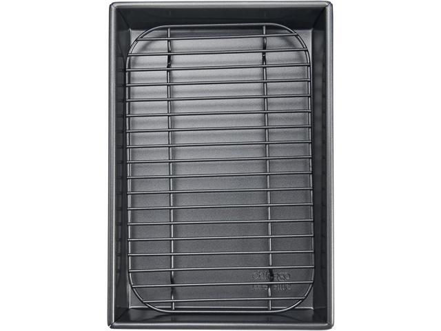 Chicago Metallic 26639 Petite Roast Pan with Rack, Grey, 10-Inch-by-7-Inch, Gray