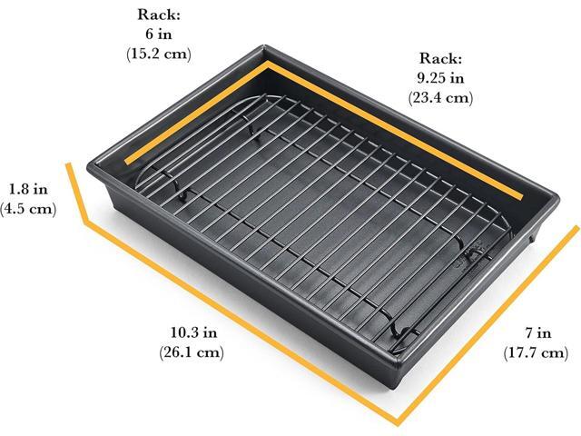 Chicago Metallic 26639 Petite Roast Pan with Rack, Grey, 10-Inch-by-7-Inch, Gray