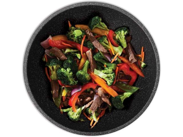 Starfrit The Rock 11'' (28cm) Non-Stick Stir Fry Pan - Durable Forged Aluminum - Oven Safe - PFOA Free - Easy to Clean - Black