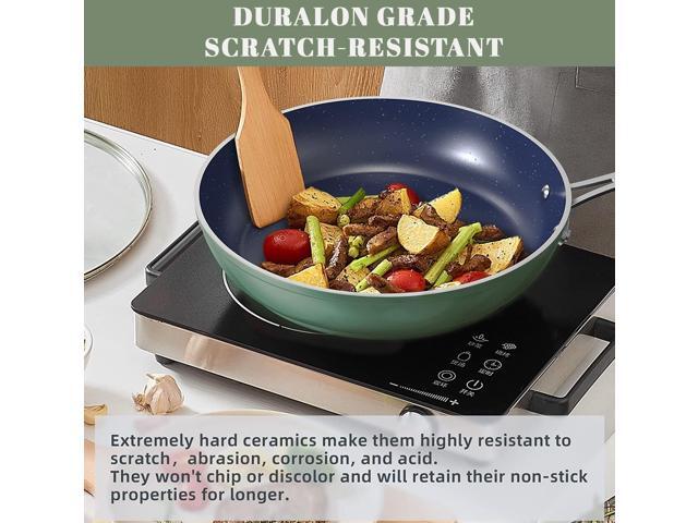 Nuwave 9pc Cookware Set Healthy Duralon Blue Ceramic Nonstick Coated, Diamond Infused Scratch-Resistant, PFAS Free, Oven Safe, Induction Ready &...
