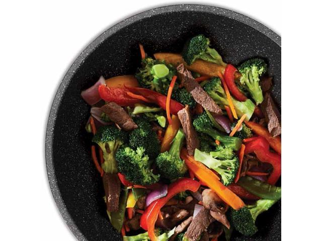 Starfrit The Rock 11'' (28cm) Non-Stick Stir Fry Pan - Durable Forged Aluminum - Oven Safe - PFOA Free - Easy to Clean - Black