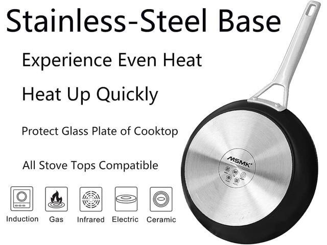 MsMk 9 1/2 Inch Small Egg Pan with Lid, Titanium and Ceramic Nonstick Omelette Pan,Scratch-resistant, Induction Egg Skillet, Oven Safe to 700°F Pan...