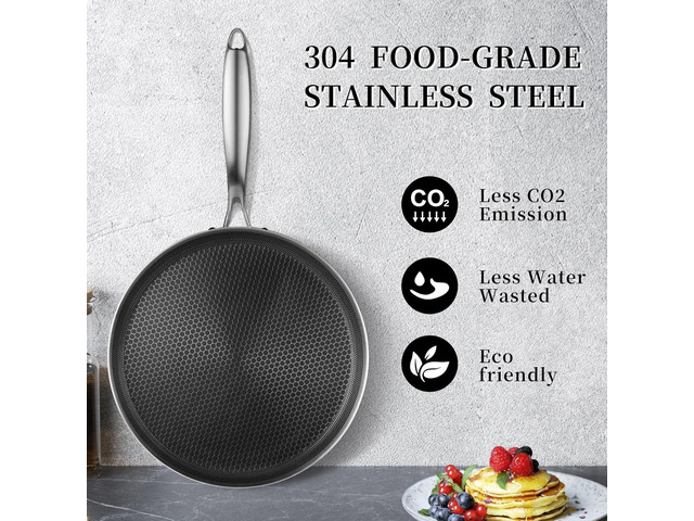 Nonstick Crepe Pan 12 inch Stainless Steel Crepe Pan Honeycomb Coating Flat Skillet Tawa Dosa Tortilla Pan,Omelet Pan with All Stove Tops...