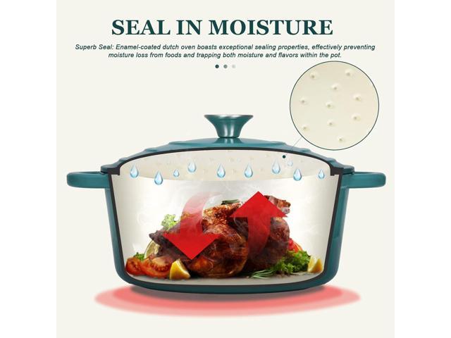 Overmont Enameled Cast Iron Dutch Oven - 5.5QT Pot with Lid Cookbook & Cotton Potholders - Heavy-Duty Cookware for Braising, Stews, Roasting, Bread...