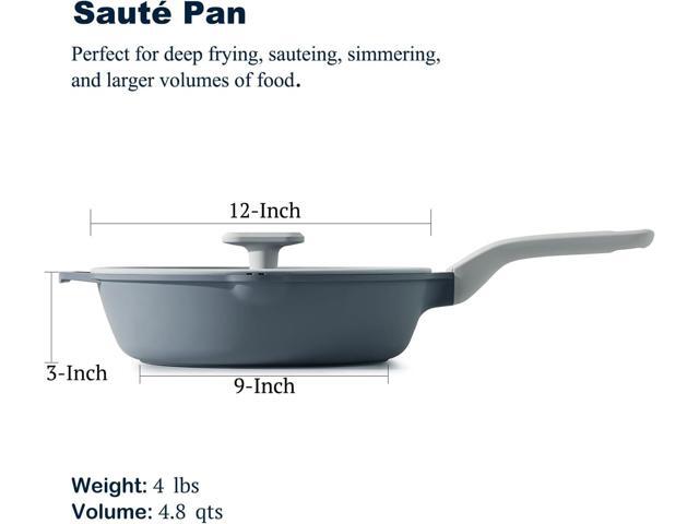 Nonstick Ceramic Sauté Pan with Lid (4.8 qt, 12 inch), Toxin-Free Deep Frying Pan, Versatile Non Stick Frying Pan, Skillet, PTFE, PFOA & PFAS Free,...