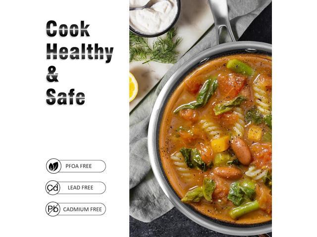 AuFranc Hybrid Nonstick 2 Quart Stainless Steel Saucepan with Glass Lid, Induction Sauce Pan with Honeycomb Carving, Non-stick Sauce Pot Compatible...
