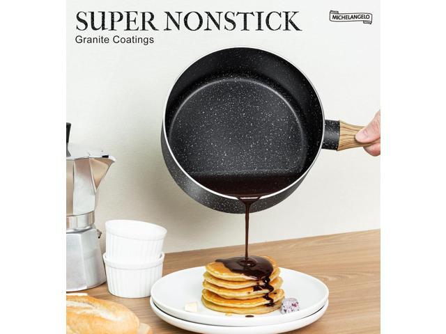 MICHELANGELO Saucepan Set, Nonstick Sauce Pans with Granite Coatings, Stone Sauce Pan with Lids, Nonstick Pot Sets, Sauce Pots 3 Piece, 1Qt & 2Qt &...