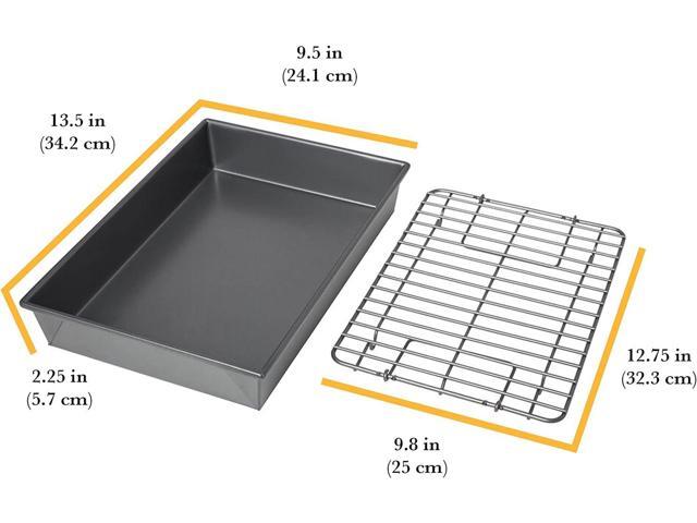 Chicago Metallic Pro Non-Stick Roast and Broil Baking Pan with Rack, 13-Inch-by-9-Inch, Dark Gray