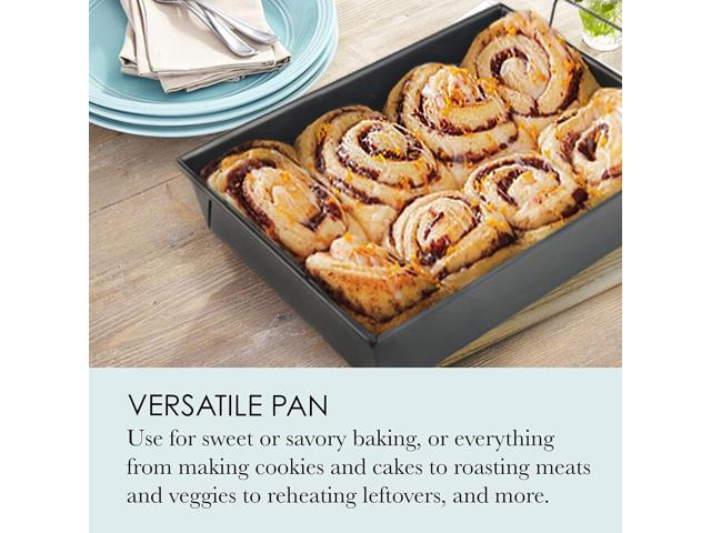 Chicago Metallic Pro Non-Stick Roast and Broil Baking Pan with Rack, 13-Inch-by-9-Inch, Dark Gray