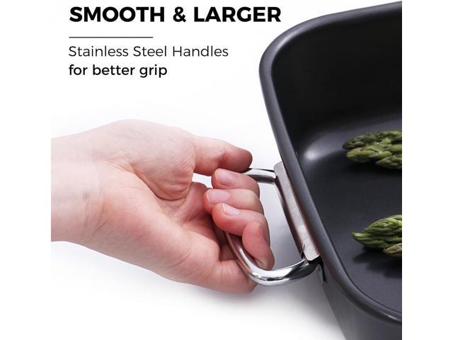 HONGBAKE Lasagna Pan 3 Inch Deep, 15x10' Baking Pan for Oven, Nonstick Cake Baking Dish for Brownie, Roasting Pans with Stainless Steel Handles,...
