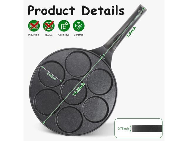 Nonstick Pancake Pan Pancake Griddle with 7-mold Design Mini Pancake Maker with PFOA Free Coating-Black