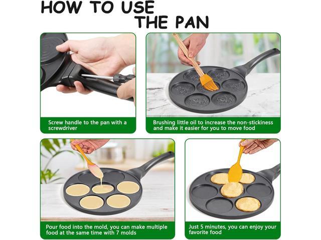 Nonstick Pancake Pan Pancake Griddle with 7-mold Design Mini Pancake Maker with PFOA Free Coating-Black