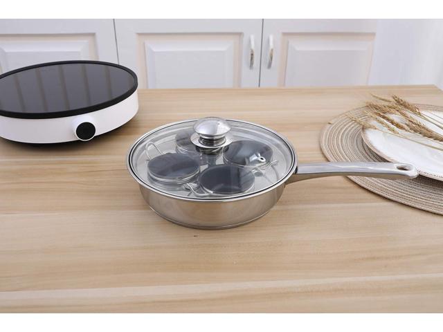 Egg Poacher Pan - Stainless Steel Poached Egg Cooker Perfect Poached Egg Maker Induction Cooktop Egg Poachers Cookware Set with 4 Nonstick Large...