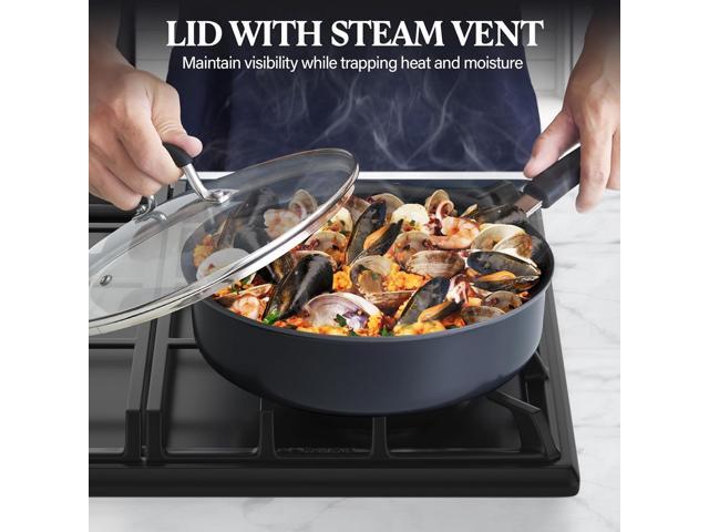 Cook N Home Nonstick Stockpot Soup pot with Lid Professional Hard Anodized 10 Quart, Oven safe - Stay Cool Handles, Black