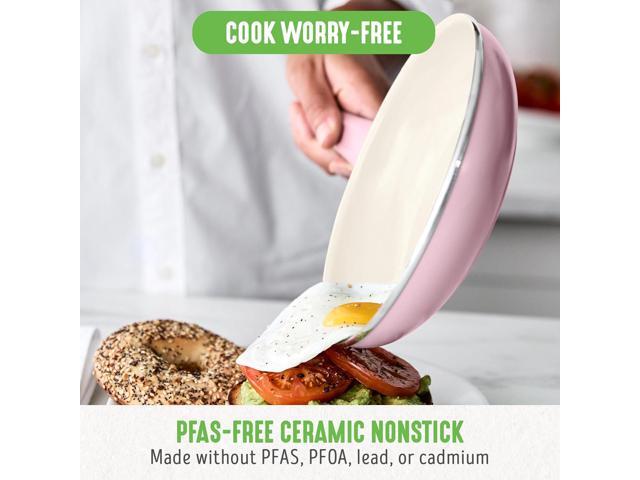 GreenLife Soft Grip 8 Frypan Skillet and Spatula Breakfast Cookware Set, PFAS-Free Ceramic Nonstick, Silicon Spatula with Bamboo Handle, Egg...