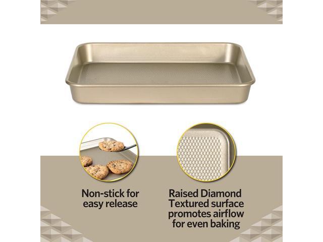 Glad Baking Pan Nonstick - Oblong Metal Dish for Cake and Lasagna - Heavy Duty Carbon Steel Bakeware, Medium