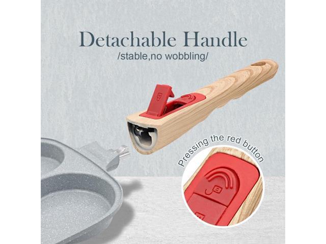 Ceramic Egg Frying Pan, Nonstick 4 Cup Fried Egg Pan with Detachable Handle, Omelette Pan Induction Compatible - Blue